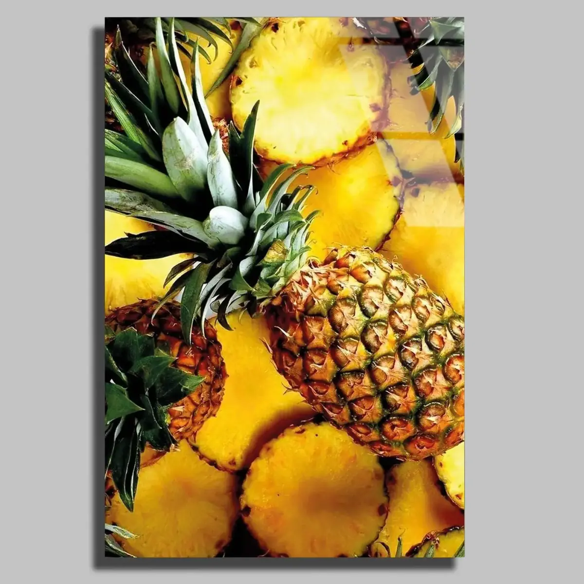 Taze Ananas Dilimleri Cam Tablo