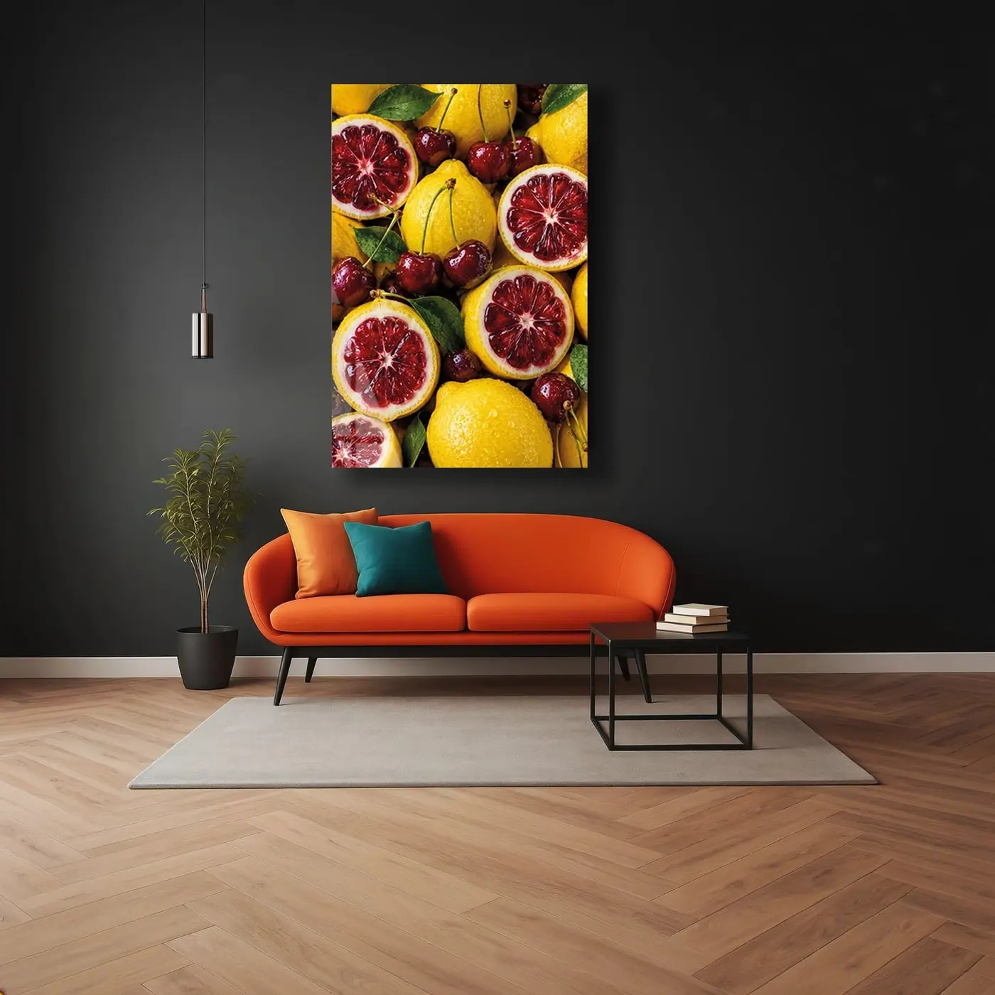 Kan Portakalı Limon Kiraz Cam Tablo