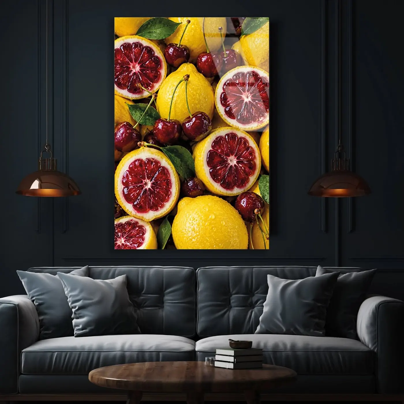Kan Portakalı Limon Kiraz Cam Tablo