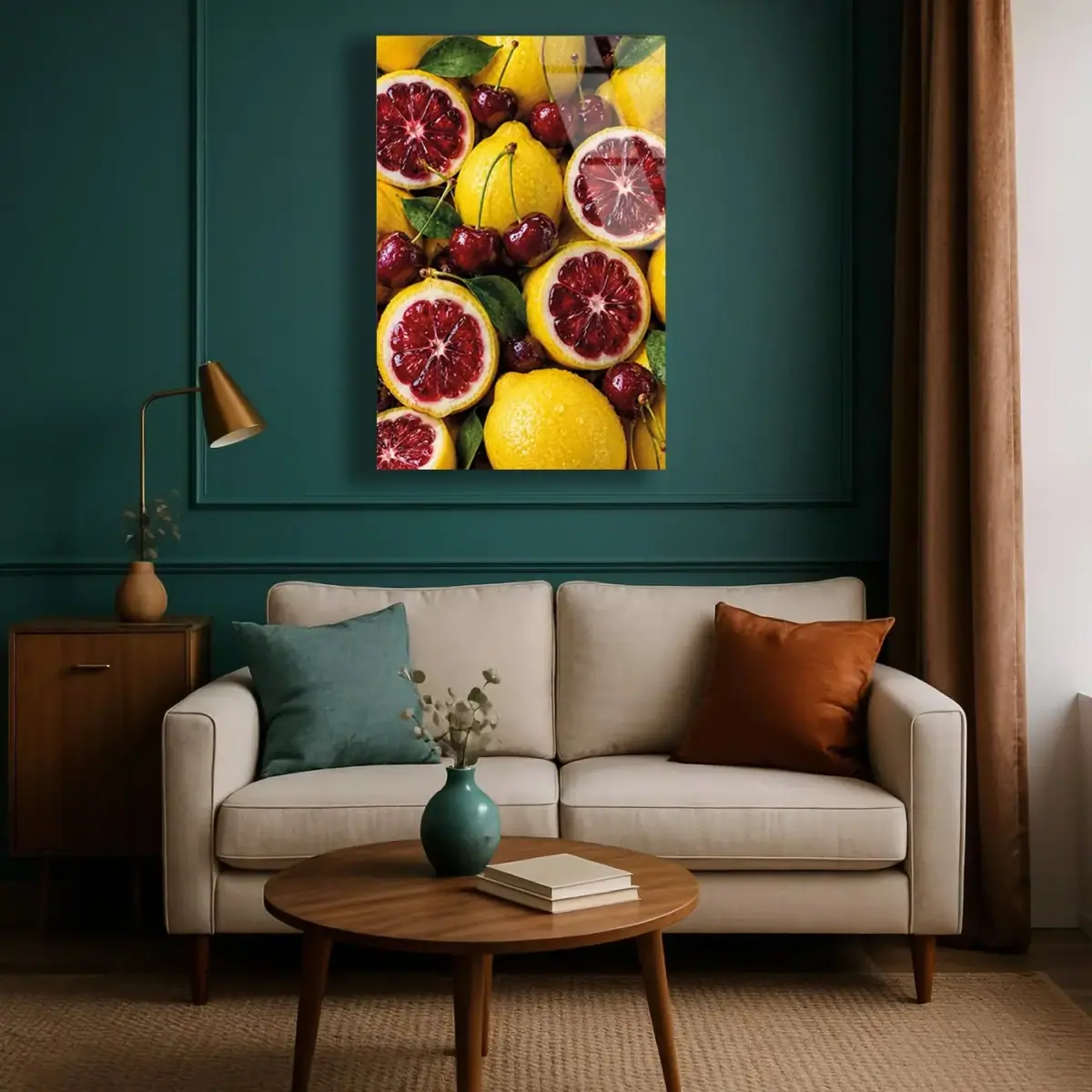 Kan Portakalı Limon Kiraz Cam Tablo
