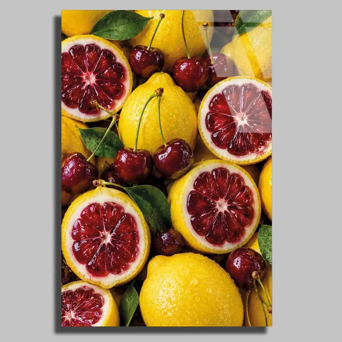 Kan Portakalı Limon Kiraz Cam Tablo