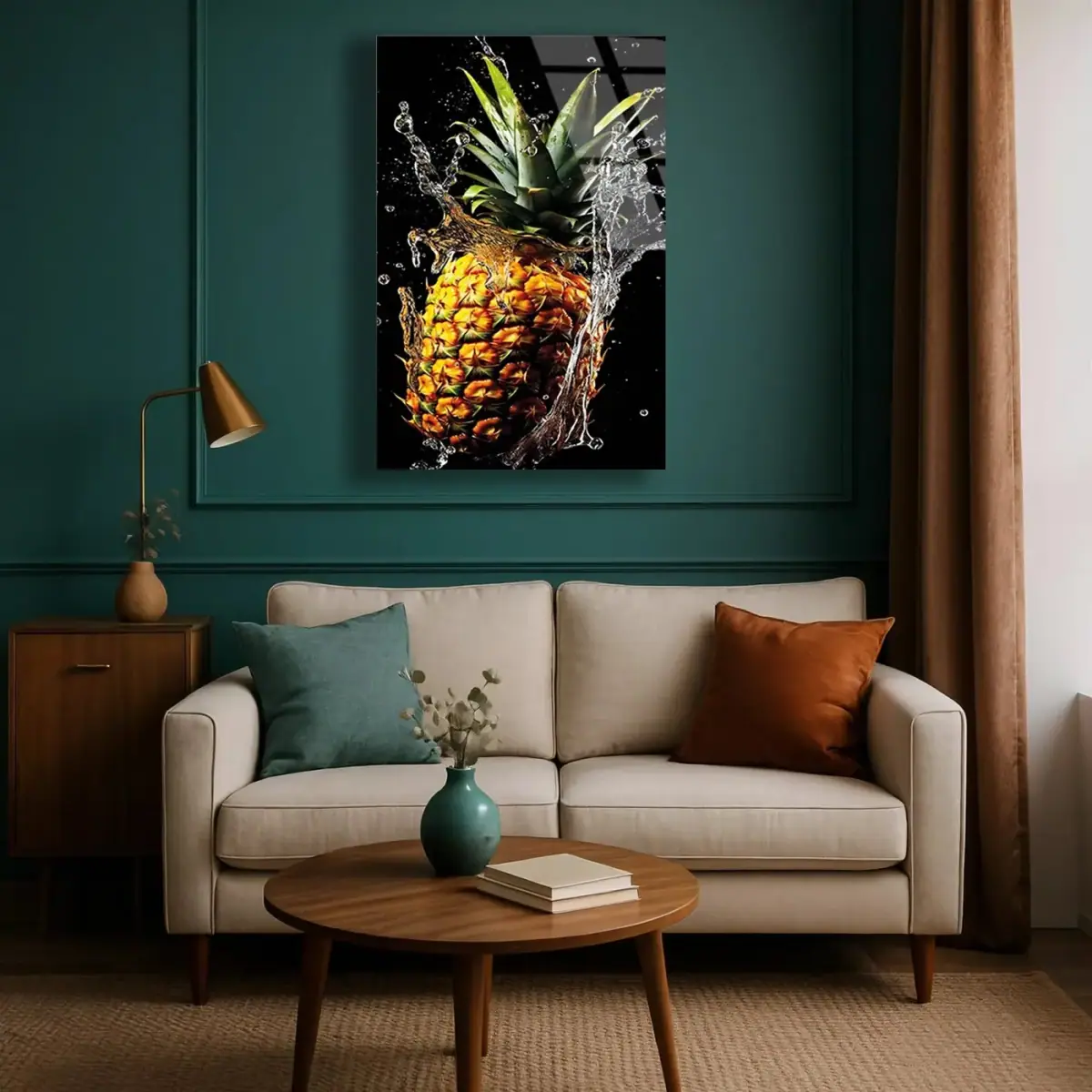 Su Sıçramalı Ananas Cam Tablo