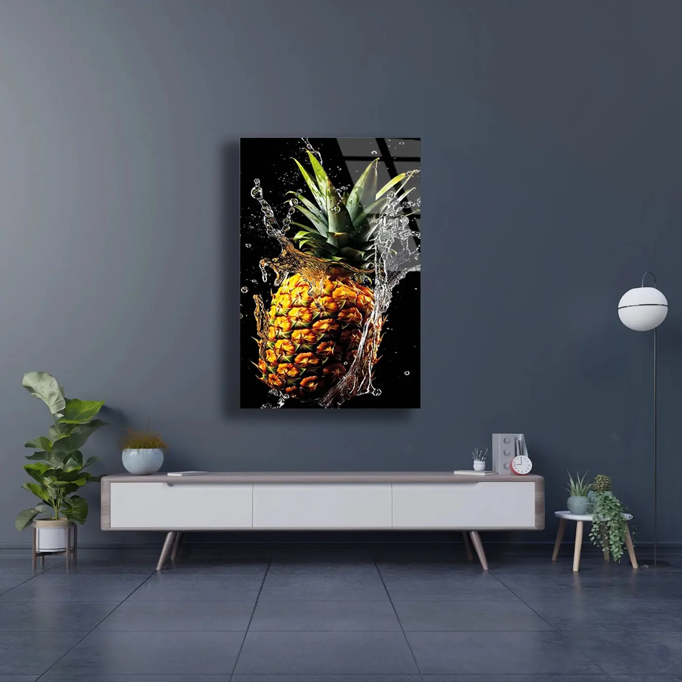 Su Sıçramalı Ananas Cam Tablo