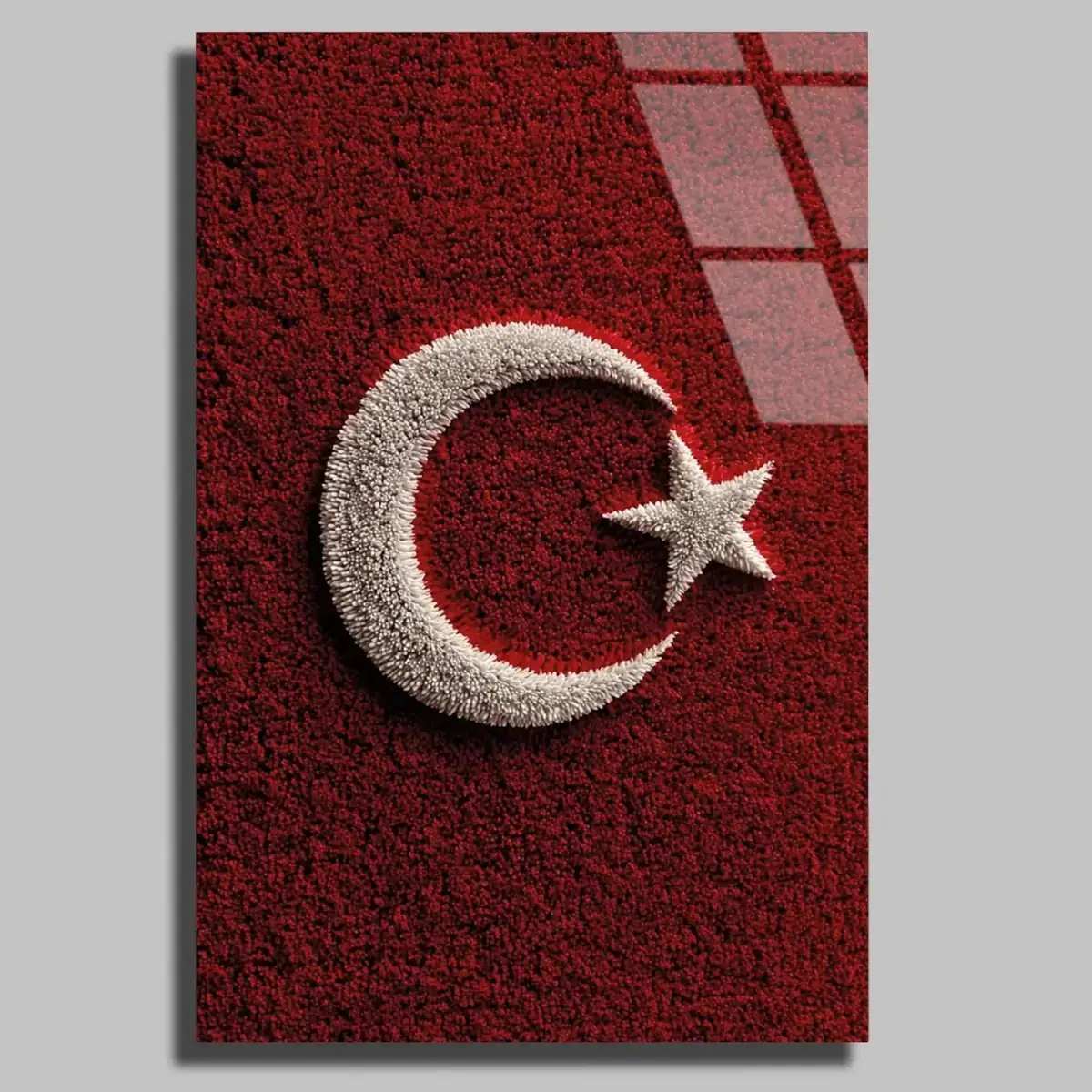 Dokulu Türk Bayrağı Cam Tablo