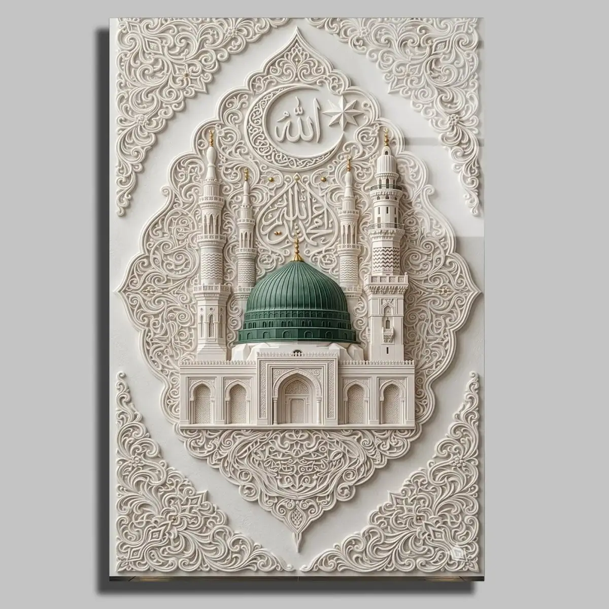 Yeşil Kubbeli Cami Kabartma Cam Tablo