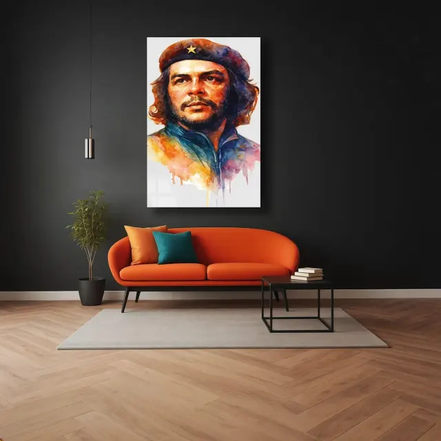 Che Guevara Suluboya Portre Cam Tablo
