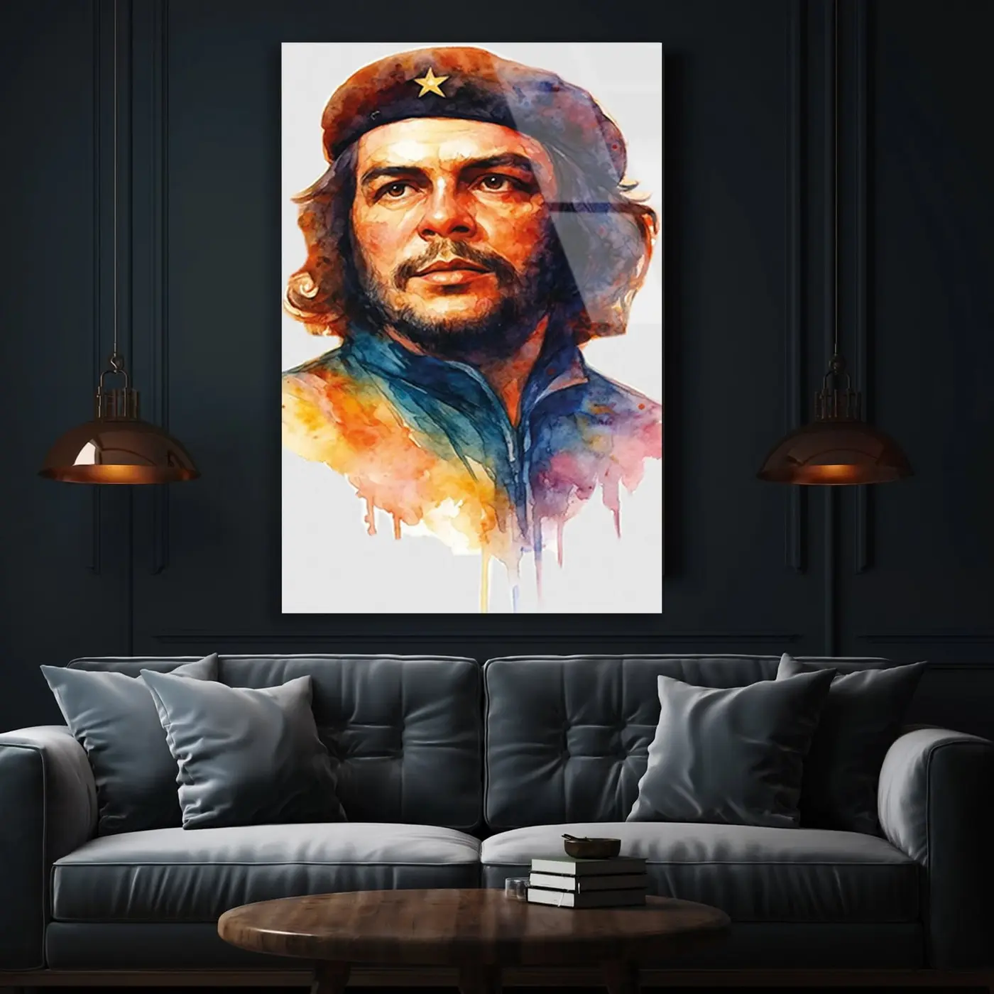 Che Guevara Suluboya Portre Cam Tablo