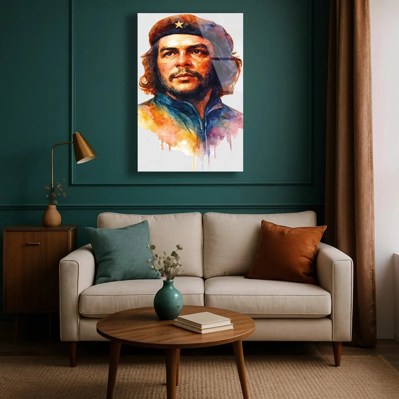 Che Guevara Suluboya Portre Cam Tablo