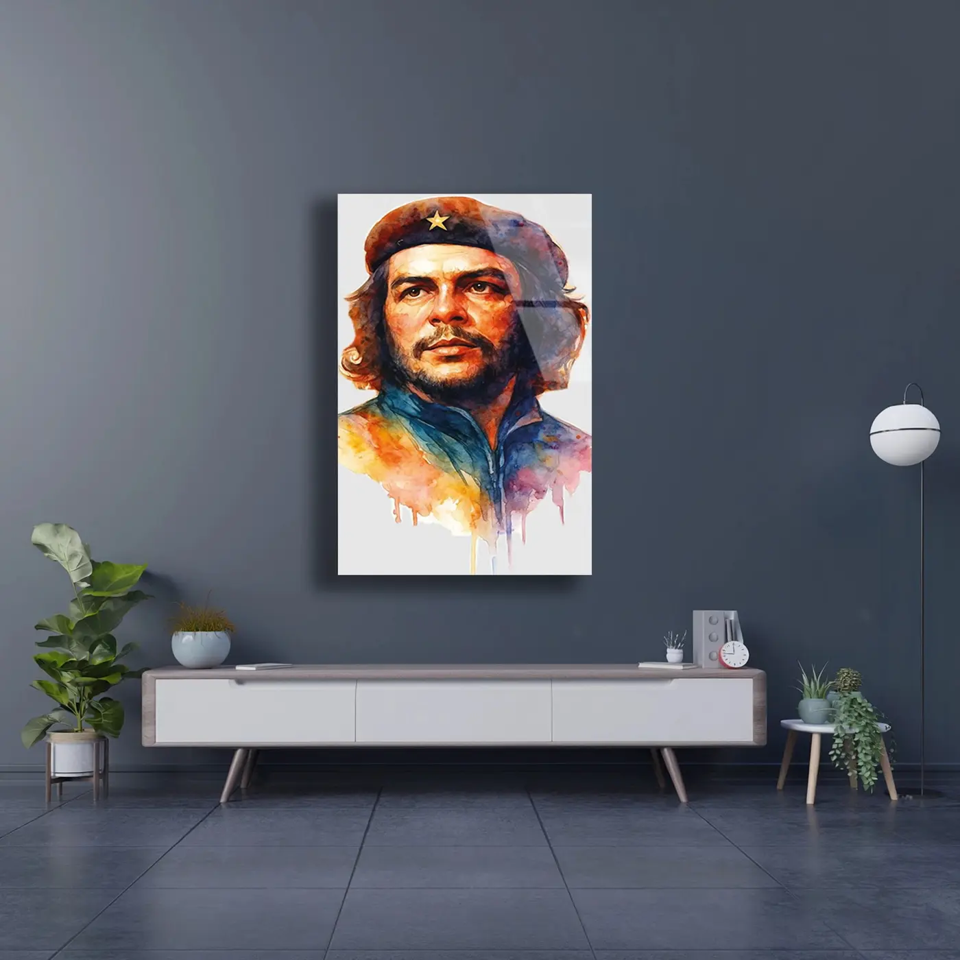 Che Guevara Suluboya Portre Cam Tablo