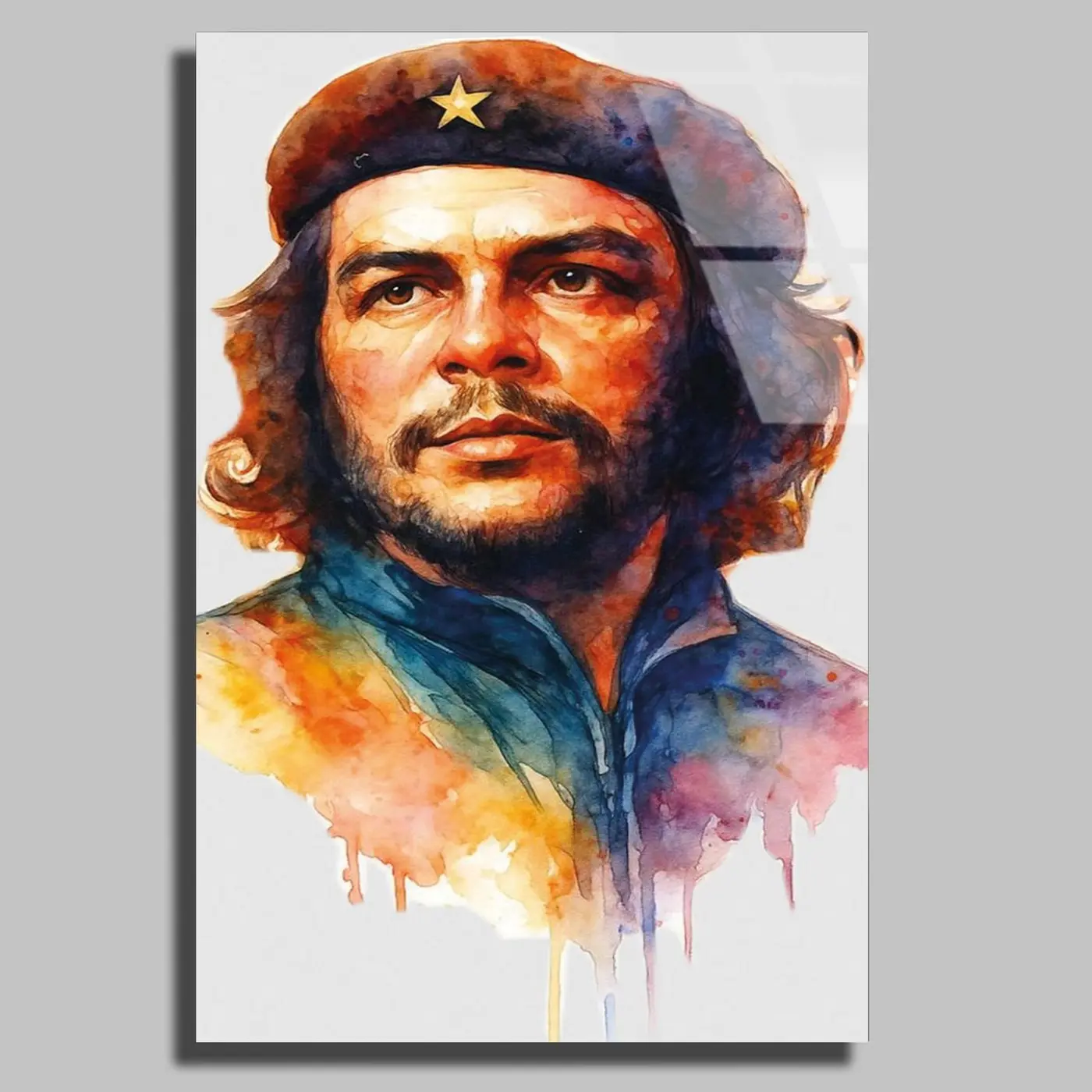 Che Guevara Suluboya Portre Cam Tablo