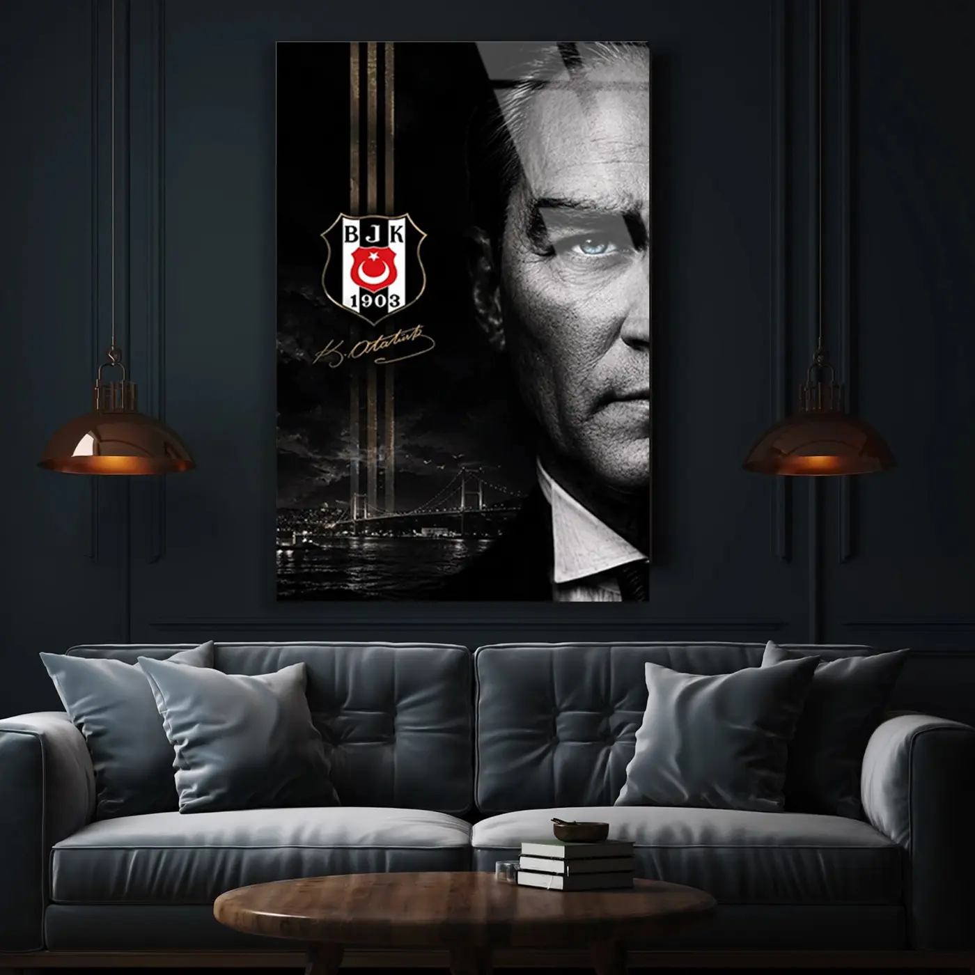 Atatürk ve Beşiktaş Boğaziçi Cam Tablo