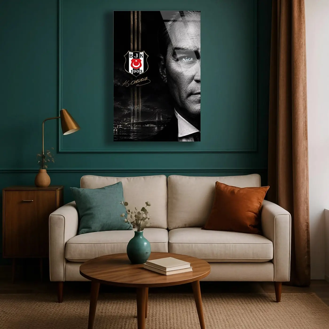 Atatürk ve Beşiktaş Boğaziçi Cam Tablo