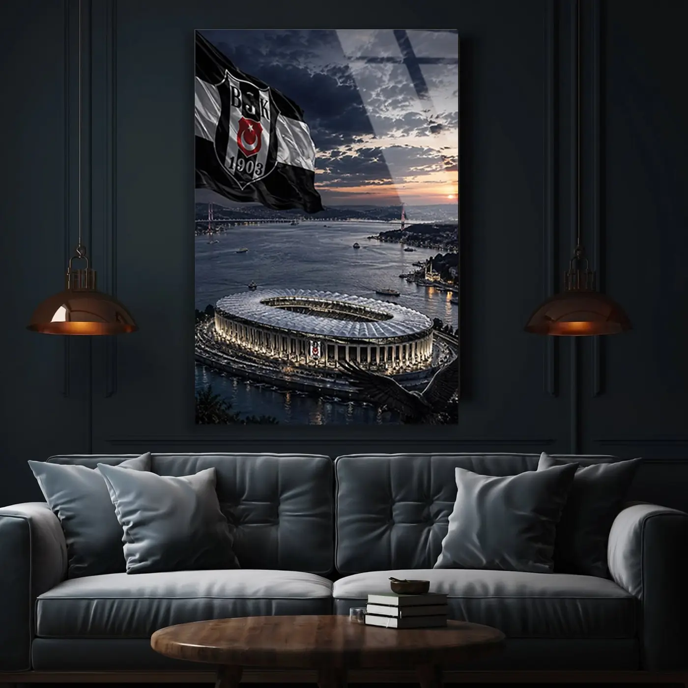 Beşiktaş Stadyumu Boğaz Manzarası Cam Tablo