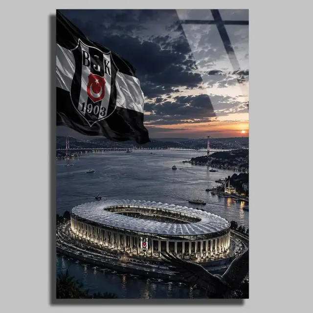 Beşiktaş Stadyumu Boğaz Manzarası Cam Tablo