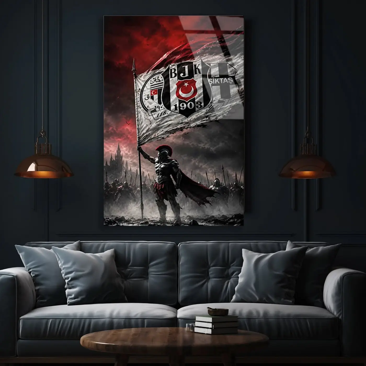 Beşiktaş Bayraklı Savaşçı Cam Tablo