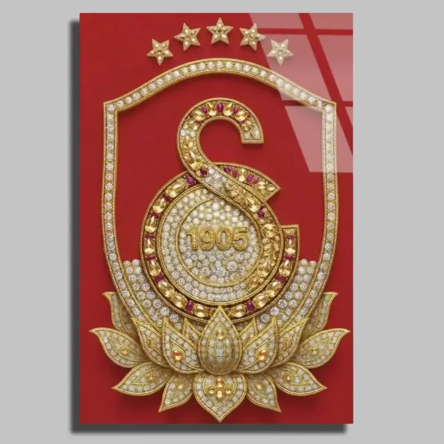 Galatasaray Mücevher Amblem Cam Tablo