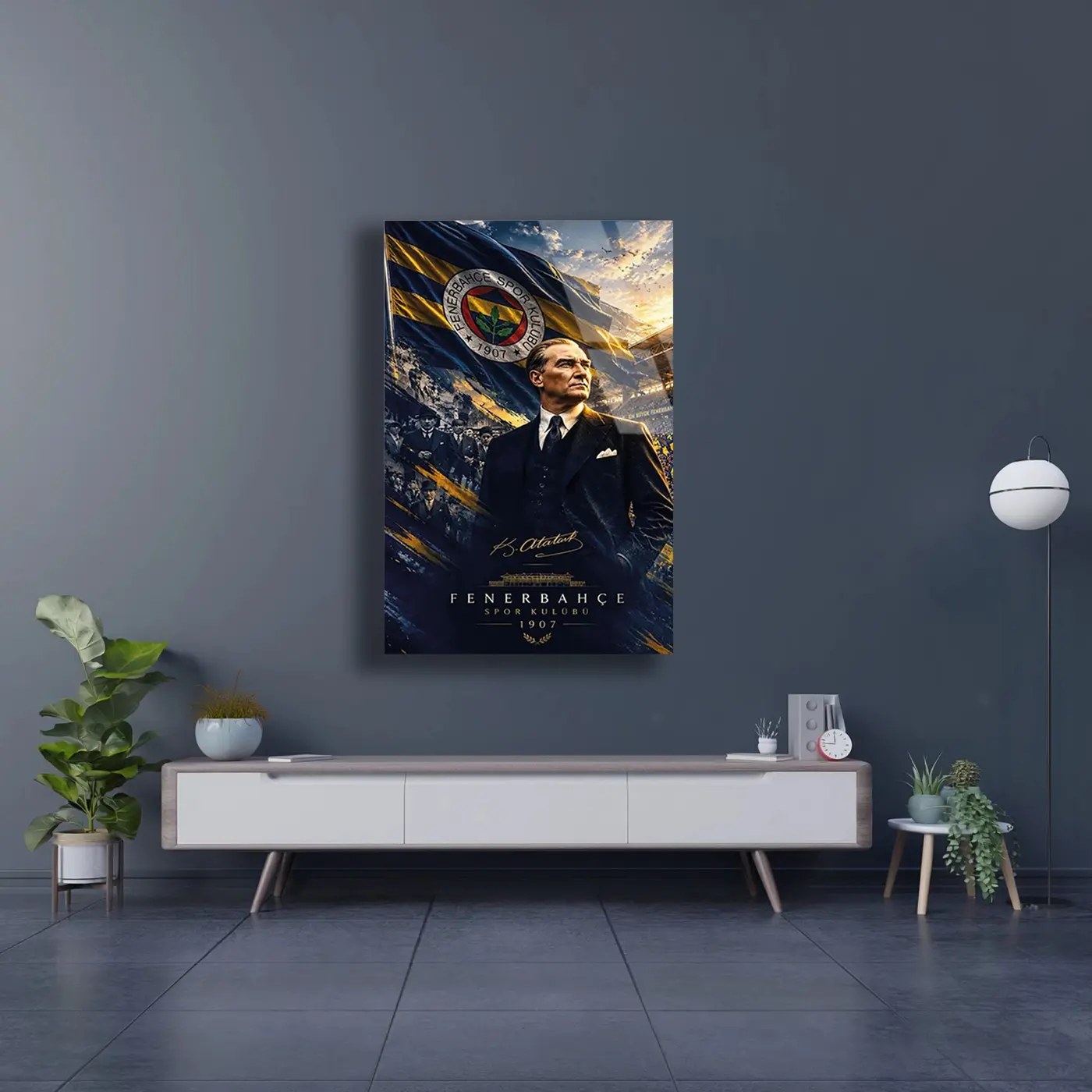 Atatürk ve Fenerbahçe Amblemi Cam Tablo