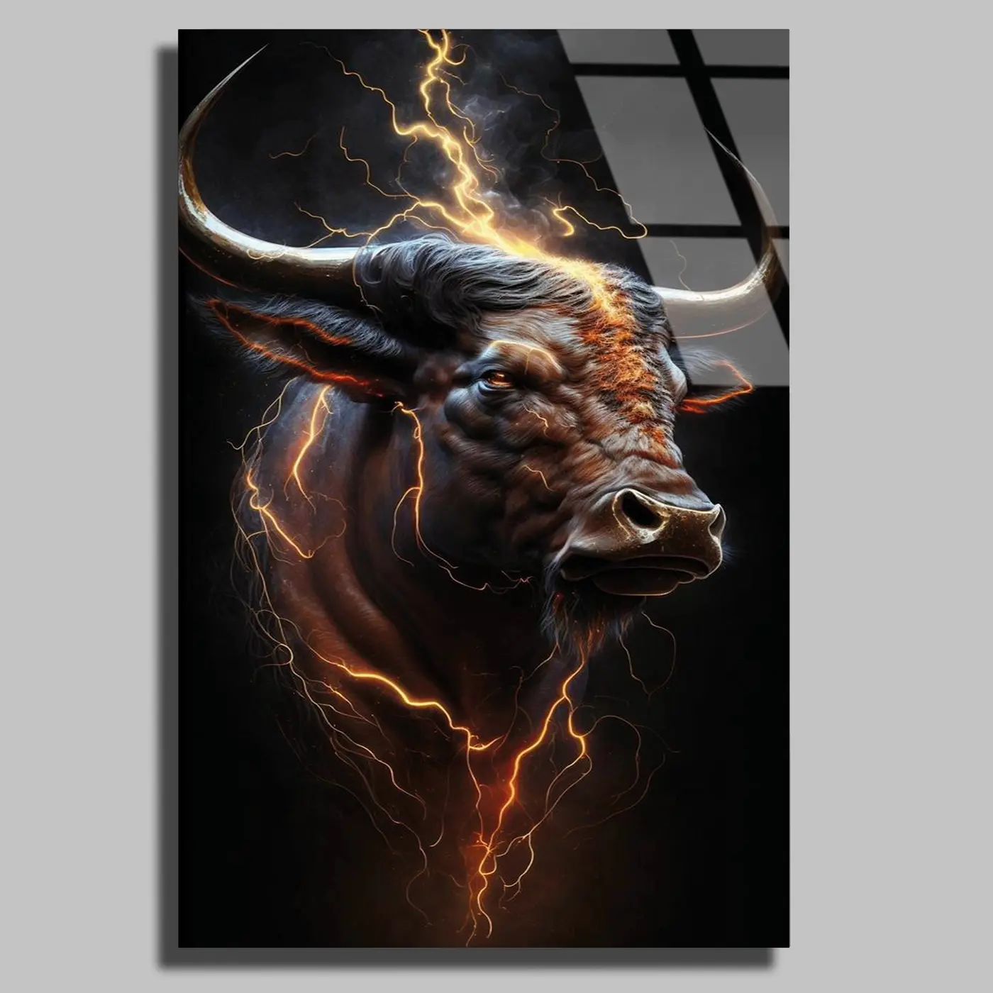 Elektrik Enerjili Boğa Cam Tablo