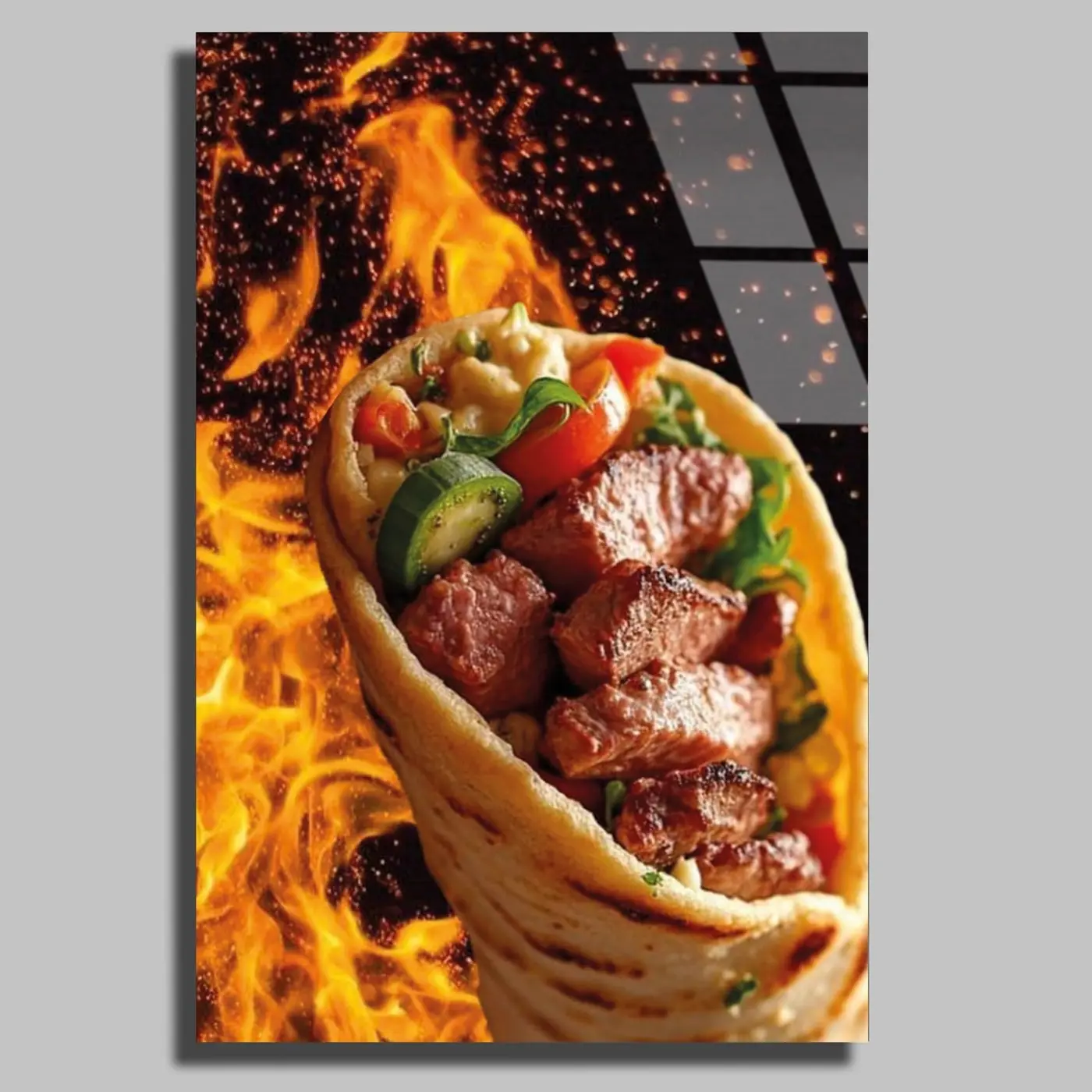 Alevli Kebap Dürüm Cam Tablo