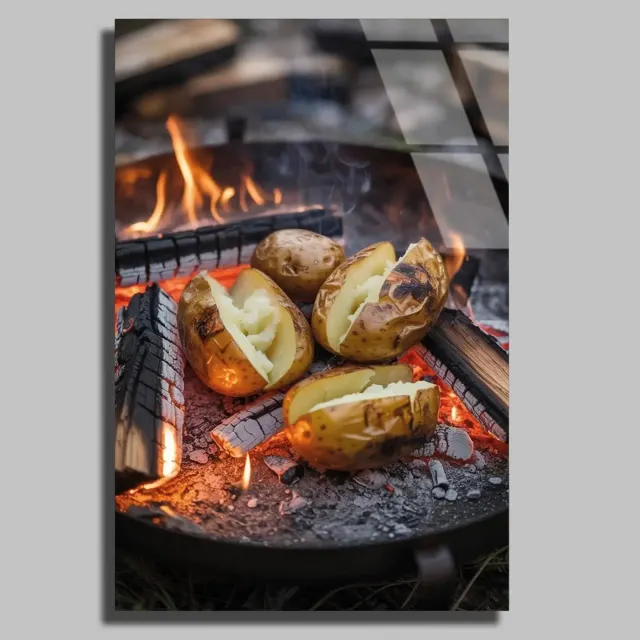 Ateşte Kül Patates Cam Tablo