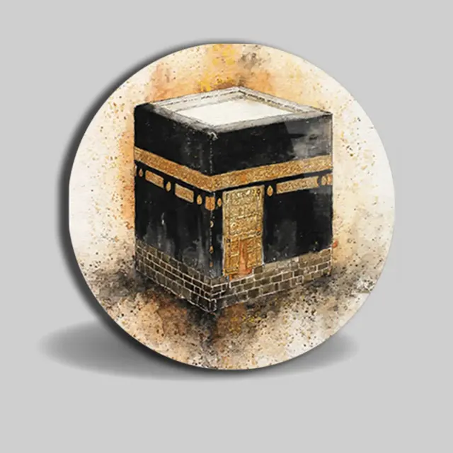 Kabe Tasvirli Suluboya Desenli Yuvarlak Cam Tablo