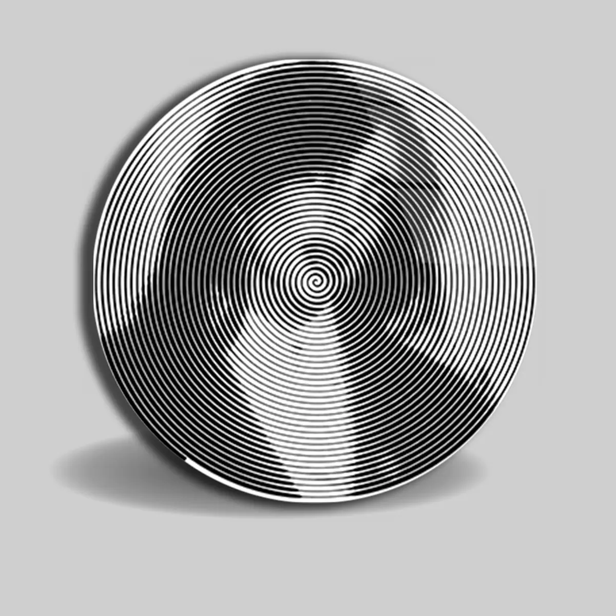 Hipnotik Spiral Desenli Siyah Beyaz Yuvarlak Cam Tablo
